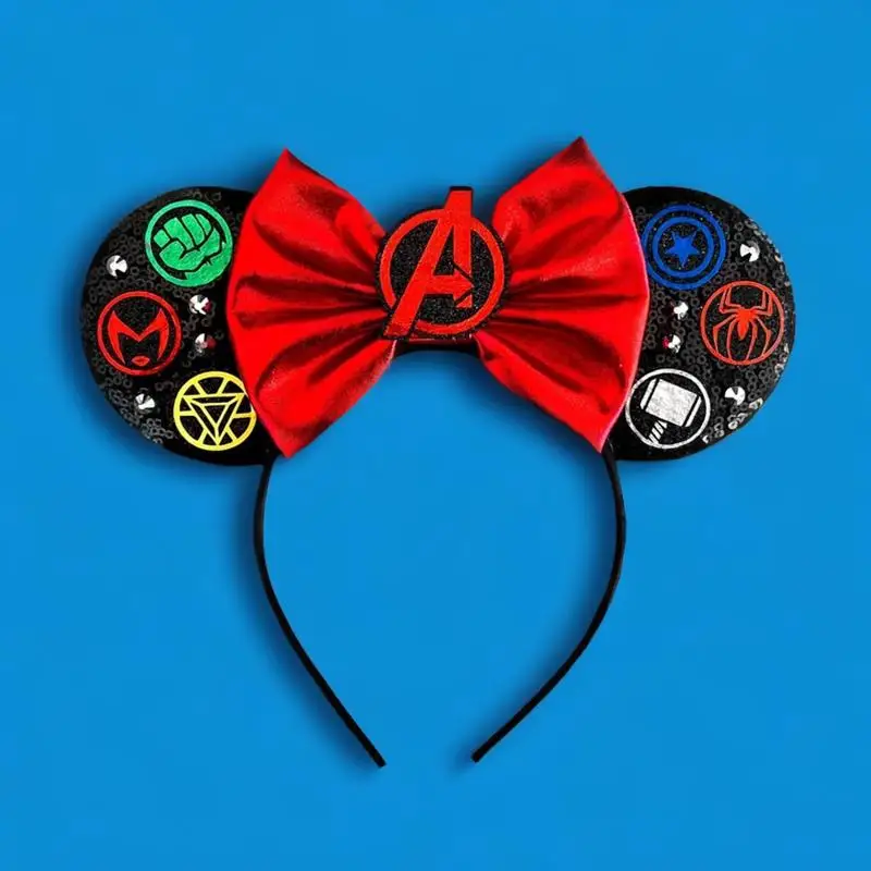 

Disney Avengers Head Bands For Girls Logo Marvel Hair Accessories Women Superhero Mickey Ears Hairbands Kids Spider-Man Headwear