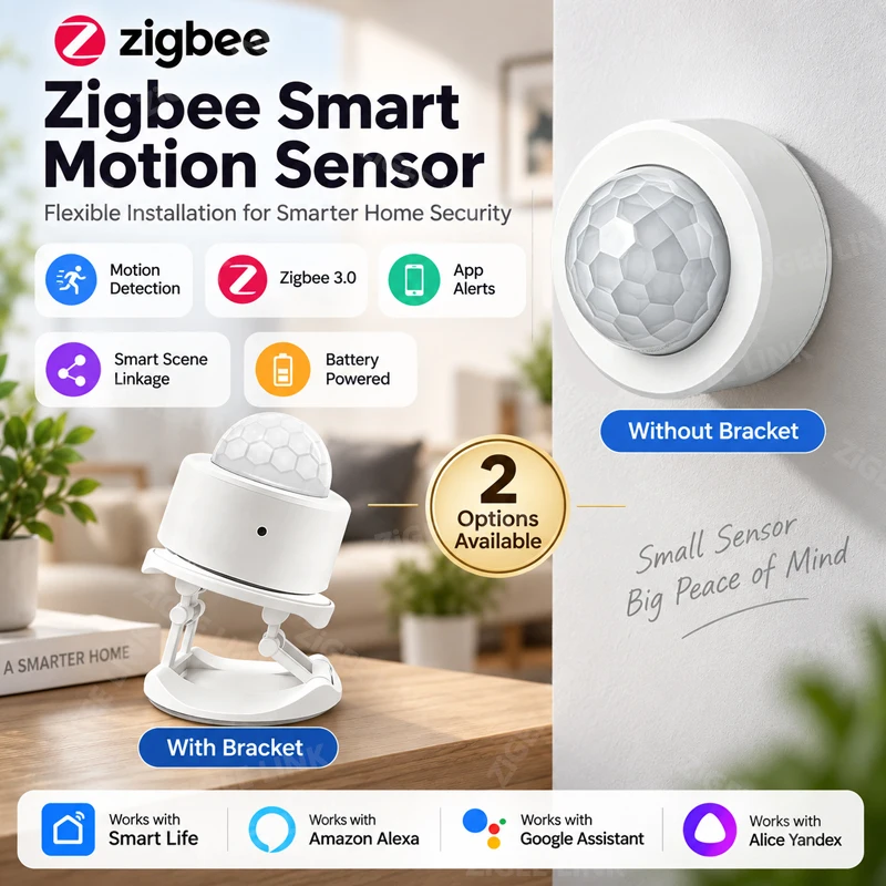 Zigbee3.0 Human Motion Sensor PIR Infrared Detector Trigger Smart Light Automation Instant Push Notification Need Zigbee Gateway
