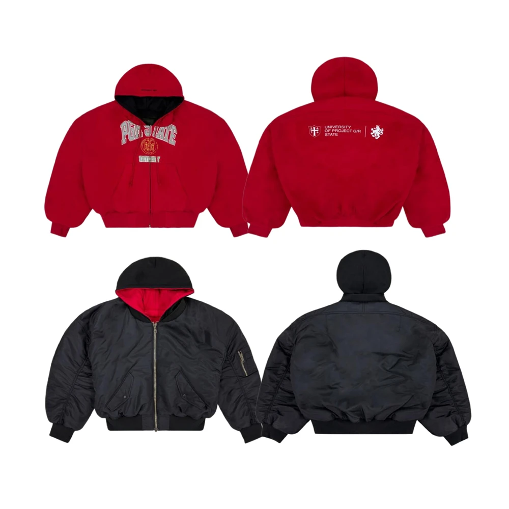 

25FW PROJECT G/R двусторонняя куртка с капюшоном на молнии для мужчин и женщин, лучшее качество, плотная ткань, рабочая одежда, пальто