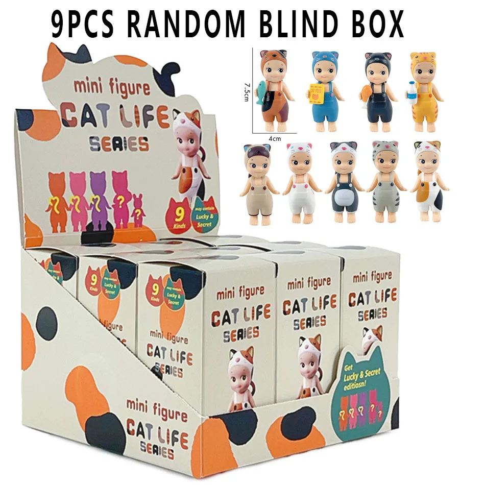

New Cat Blind Box Sonny Angel Cats Life Action Figures Toys Ornaments Dolls For Fans Children Christmas Gifts 9Pc Random Send