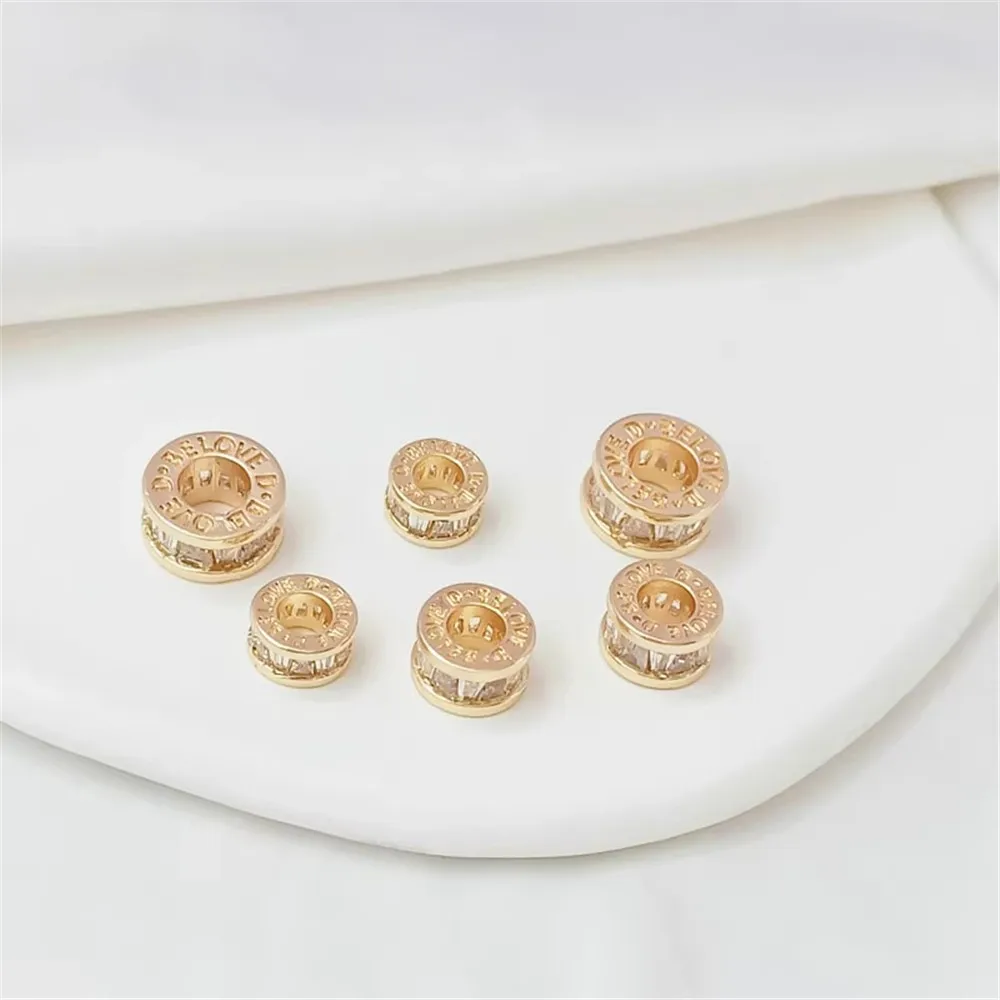 

14K Gold-plated Micro-inlaid Zircon Barrel Beads, Universal Bead, Handcrafted DIY Bracelet, Collarbone Necklace Pendant
