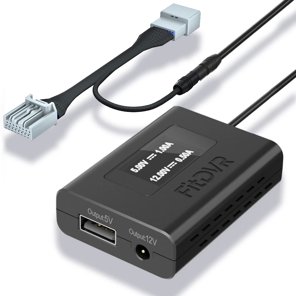 

FitDVR Dash Cam Adapter (16-Pin) for Honda with Overhead Console, LED Display, USB Power Source, Car Camera Accessories, D3-029