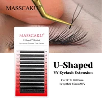 MASSCAKU-pestañas YY en forma de U, 0,07mm de espesor, ventiladores prefabricados, extensión de pestañas de volumen, pestañas autocalizantes de visón fino para maquillaje