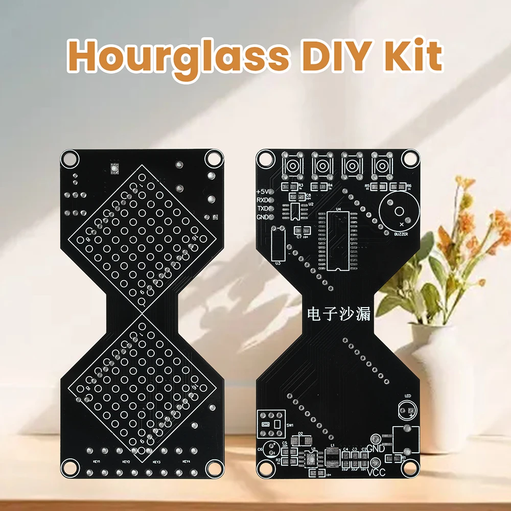 DC 5V LED Dot Matrix Electronic Hourglass DIY Kit Gravity-Sensing Timer Soldering Practice Components Micro USB Interface