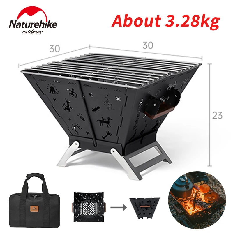

Naturehike BBQ Stove Outdoor Picnic Camping Folding Heating Stove Cookware Stainless Steel With Storage Bag Grill Net Burner