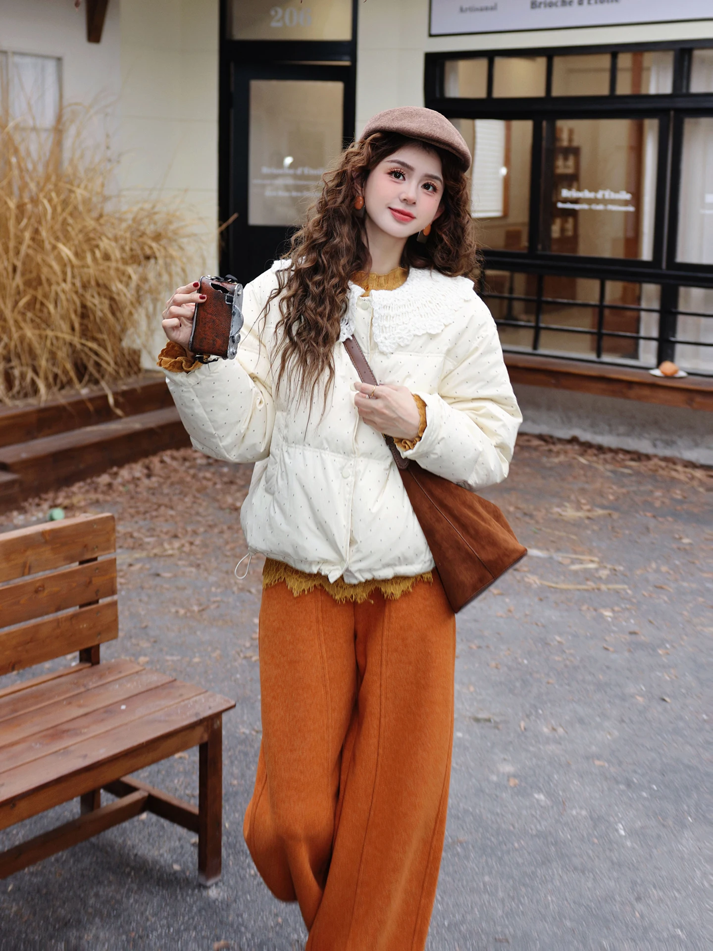 

Autumn Winter Women's Casual Padded Coat Yellow Plum Blossom Snow Maja Chen New 2025 Thi Warm Versatile Nylon Du down Jaet