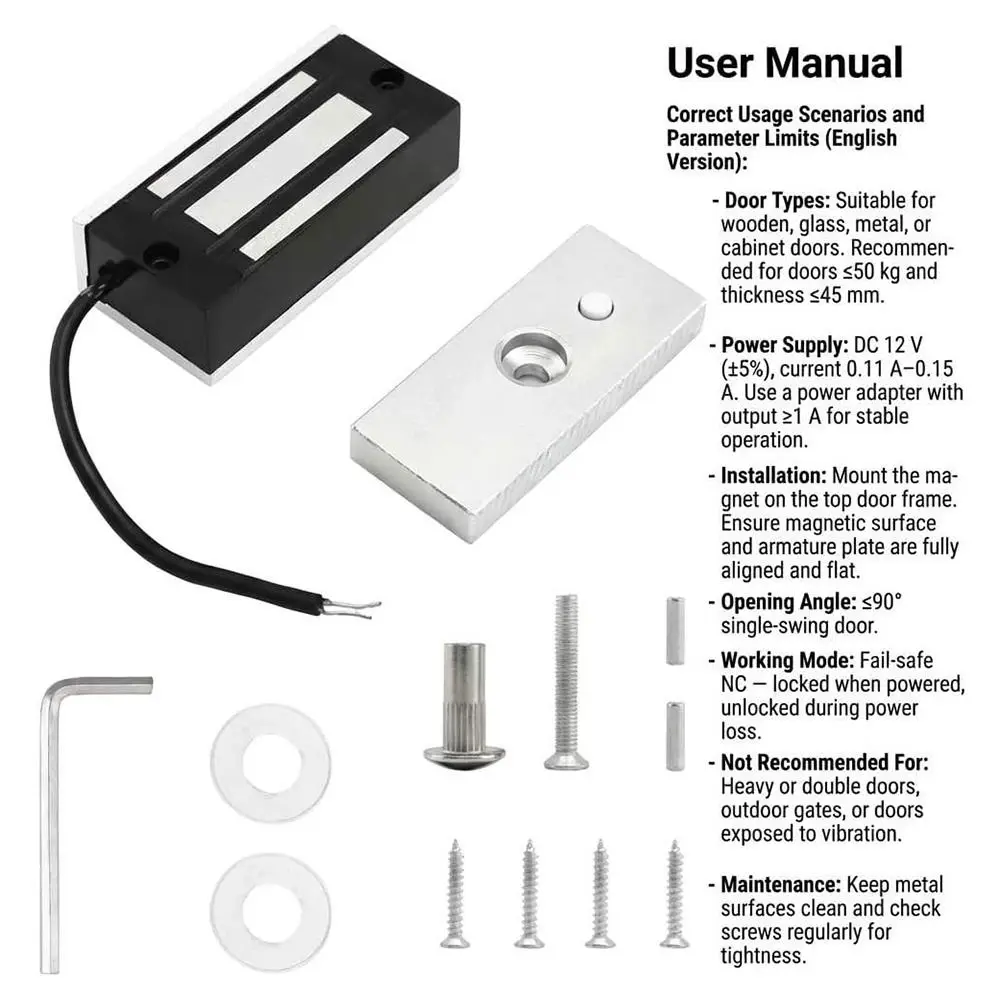 Heavy Duty Electric Magnetic Electromagnetic Lock 12V/24V Mini Electric Lock 60KG/100Lbs Magnetic Lock Door Access