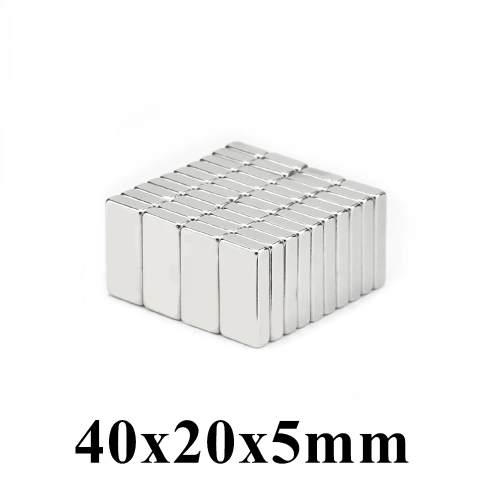 1-20pcs 40x20x5mm Super Powerful Strong Rare Earth Block NdFeB Magnet Neodymium N35 Magnets 40x20x5 mm