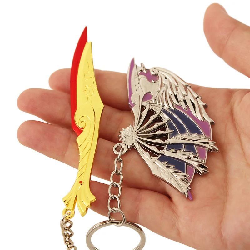 Valorant Keychain Ignite Feng Huang Fan Knife 9cm Game Peripheral Metal Katana Weapon Pendant Accessories Key chains Gifts Toys