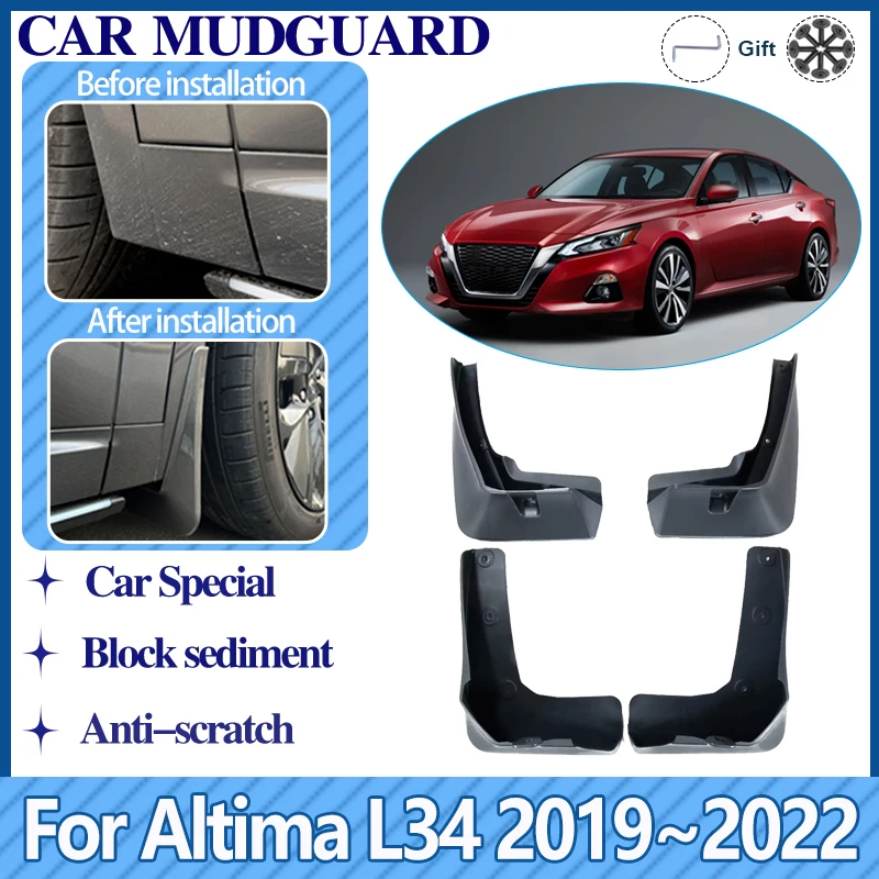 

Car Mudflaps For Nissan Altima L34 2019-2022 MK6 Front Rear Fender Anti-splash Mud Flaps Guard Mudguards Auto Accessories 4 PCS