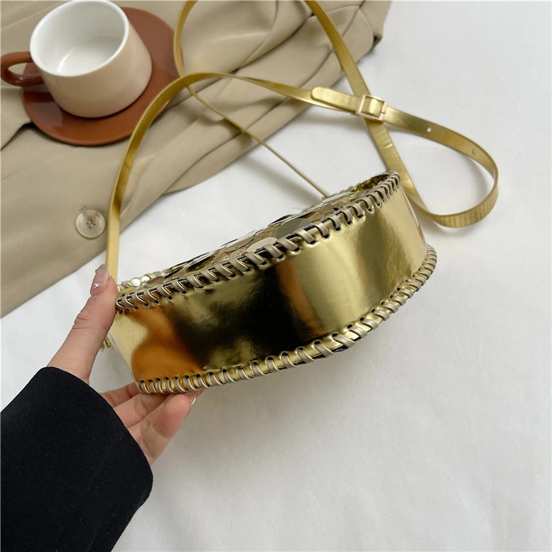 Gold Sequin Heart Shape Crossbody Bag Women Evening Party Clutch Purse Fashion Sparkly Shoulder Handbag With Adjustable Strap view 4