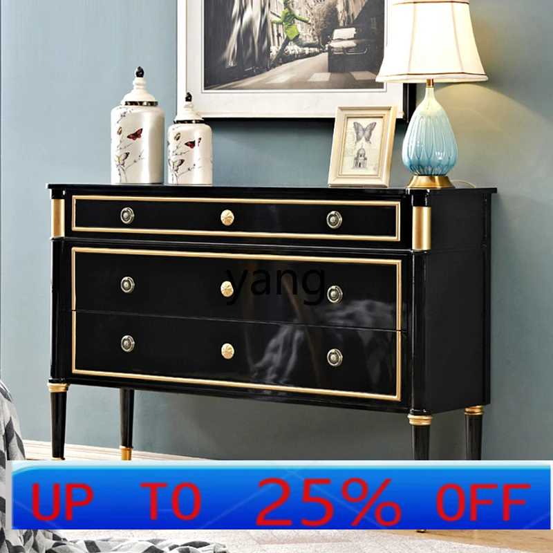 

LH American classical fashion porch cabinet solid wood dining side cabinet light luxury foyer decorative cabinet