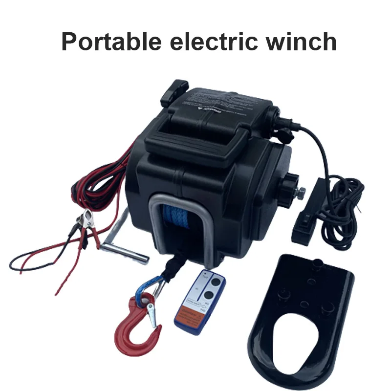 Portable Household Electric Winch Car Boat/Yacht Rubber Boat Small Crane Tractor Marine Self Driving Equipment 5000 Pounds