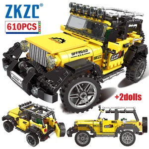 ZKZC Teknis Kendaraan Balap Off-road Truk Model Mobil Blok Bangunan Truk Monster Kota Mainan Batu Bata untuk Anak-anak Hadiah 10 truk trailer lego penjualan terbaik - №
