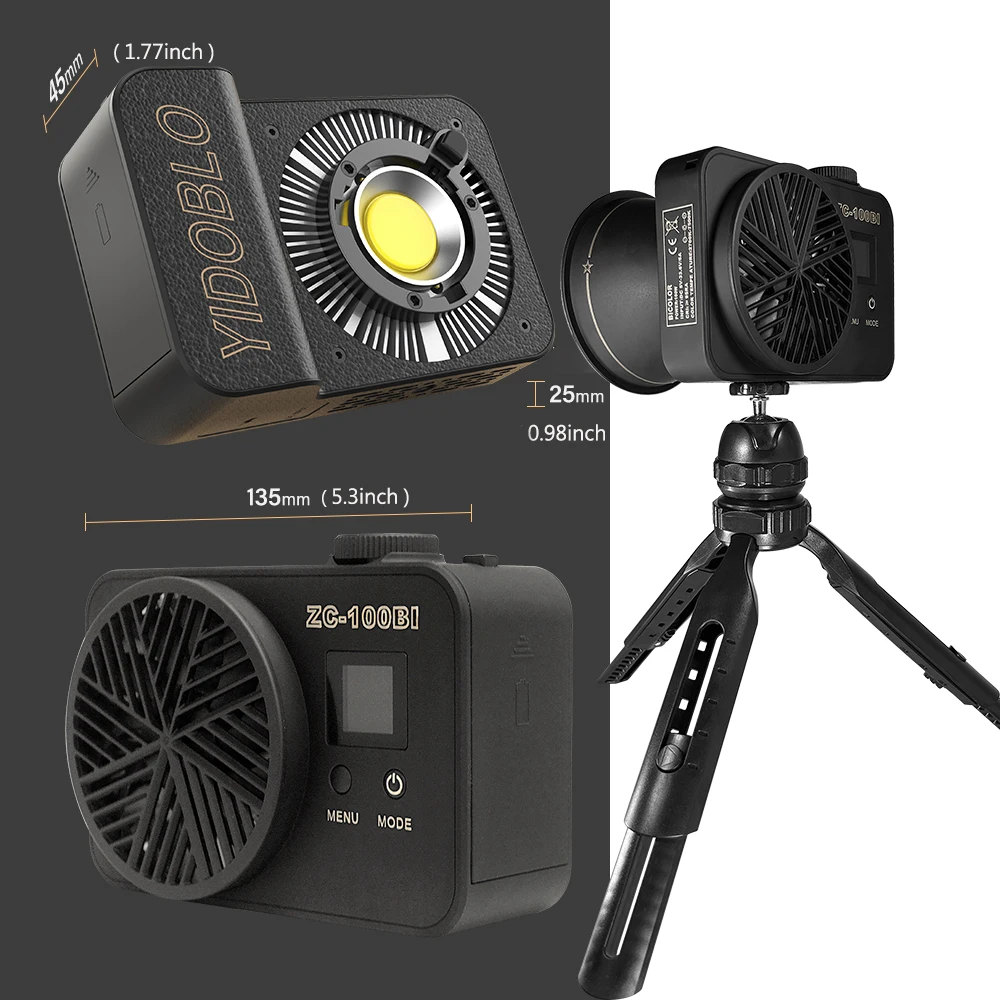 Pocket Fill Light 100w Bi-Color LED Bulb 2700K-7500K Dimmable 95+ CRI Pocket-Sized for Outdoor Photography Desktop Shoot