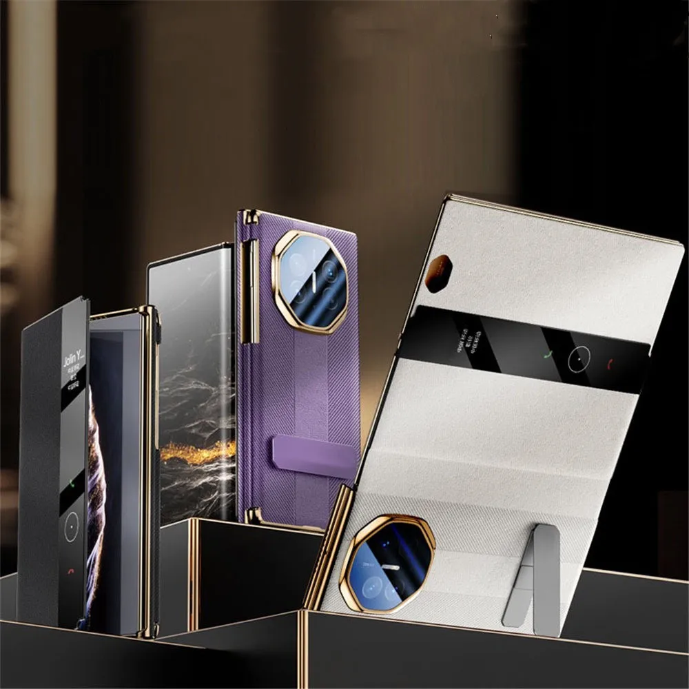 Genuine Nappa Cowhide Leather Case For Huawei Mate XT XTS Window View Cover