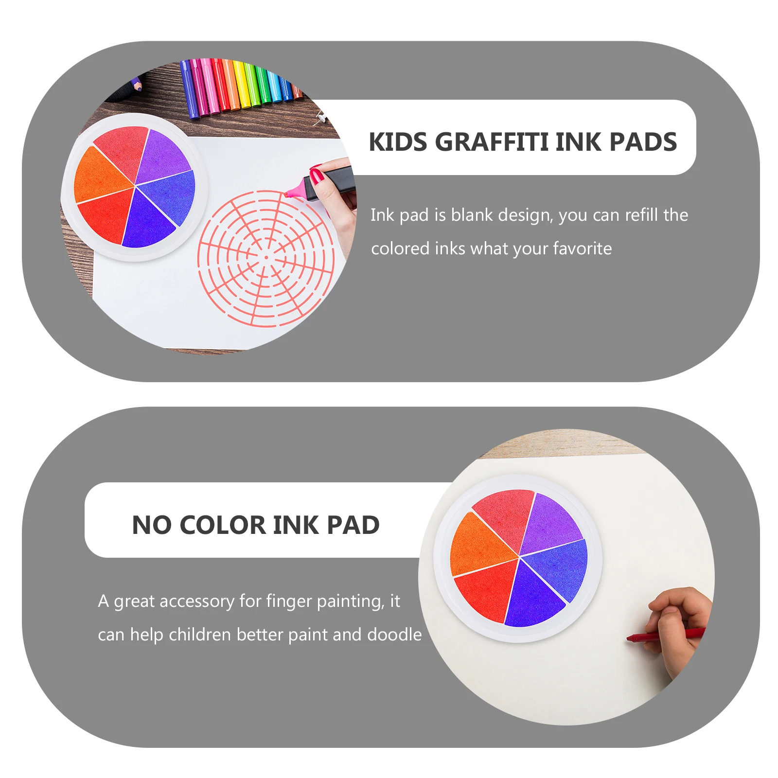 Ensemble d'encre pour peinture au doigt pour enfants, tampons encreurs vierges rechargeables pour enfants, bricolage Graffiti, tampons encreur ronds sans couleur, artisanat d'art, 10 pièces