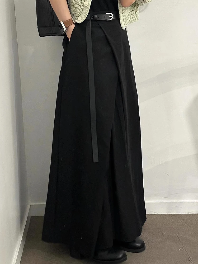 Falda E de Cintura Alta, Línea A, Larga, Midi, para Mujer, Diseño Pado, Estilizador, Verano, Estilo Coreano