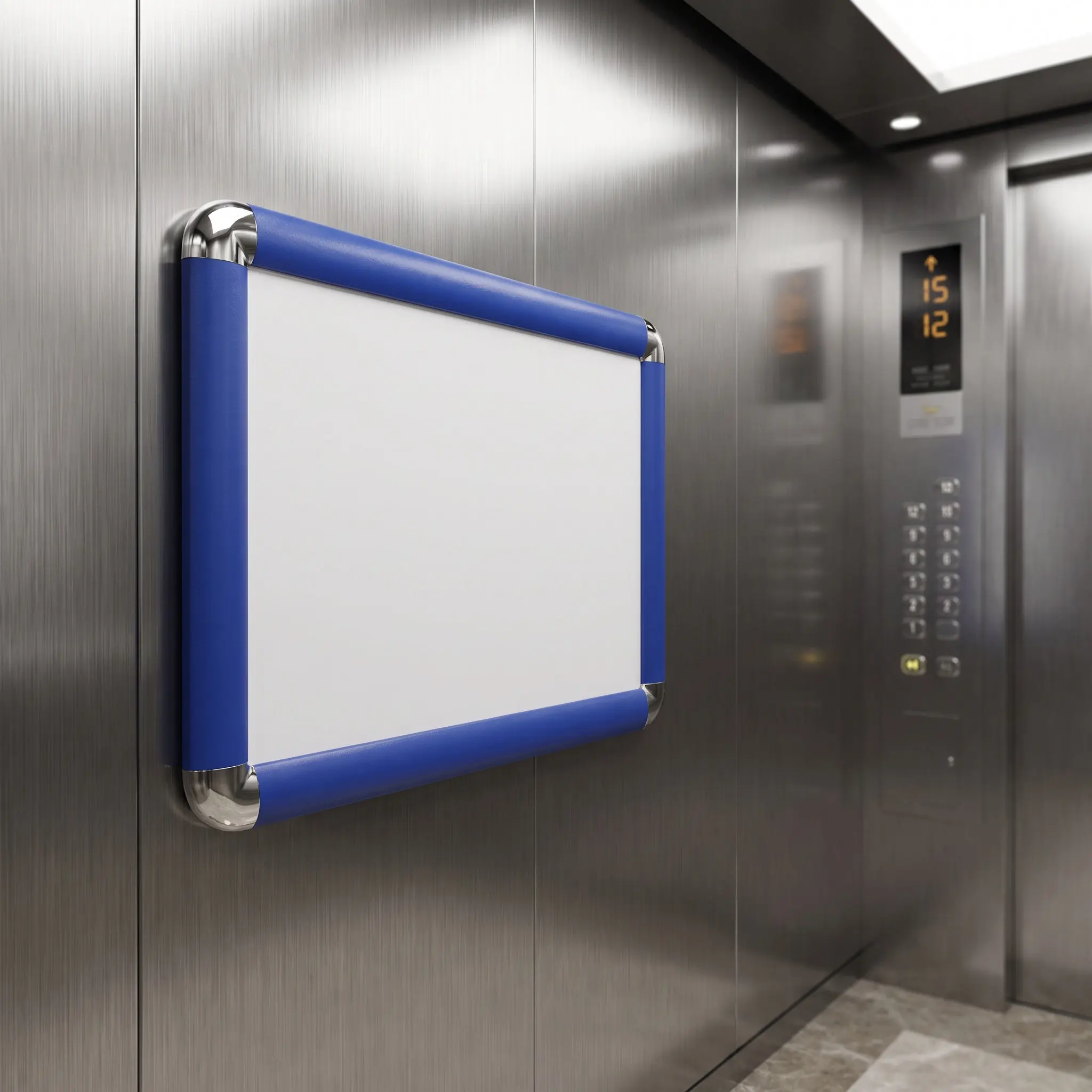 A4 Aluminum Snap Frame Blue Rounded Corners Front Loading Poster Frame Wall Mounted Advertising Elevator Poster Display Holder