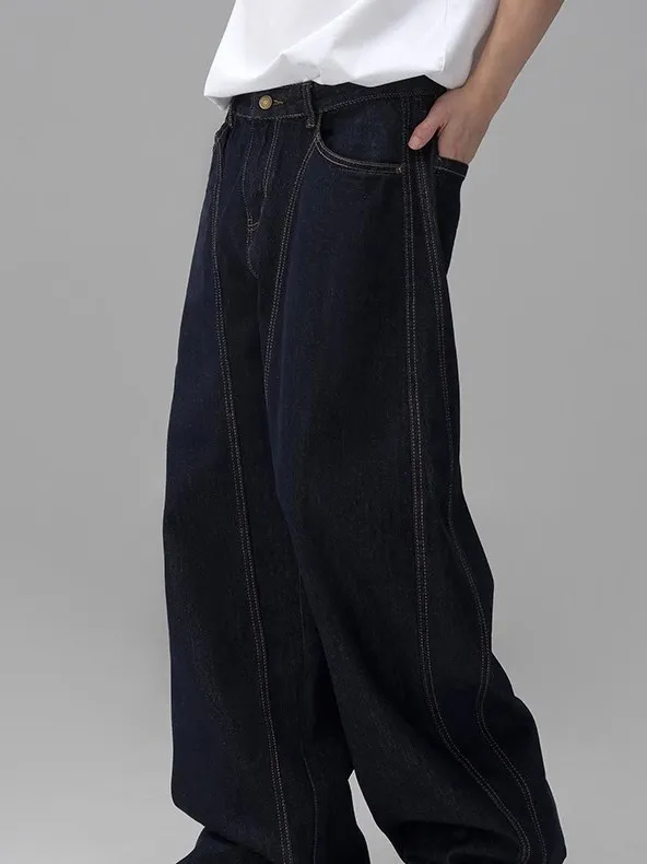 

American Retro Straight Leg Wide Leg Loose Knife Pants Men's Trendy Baggy Sle Jeans Original Cowhide Spring Summer New Arrival