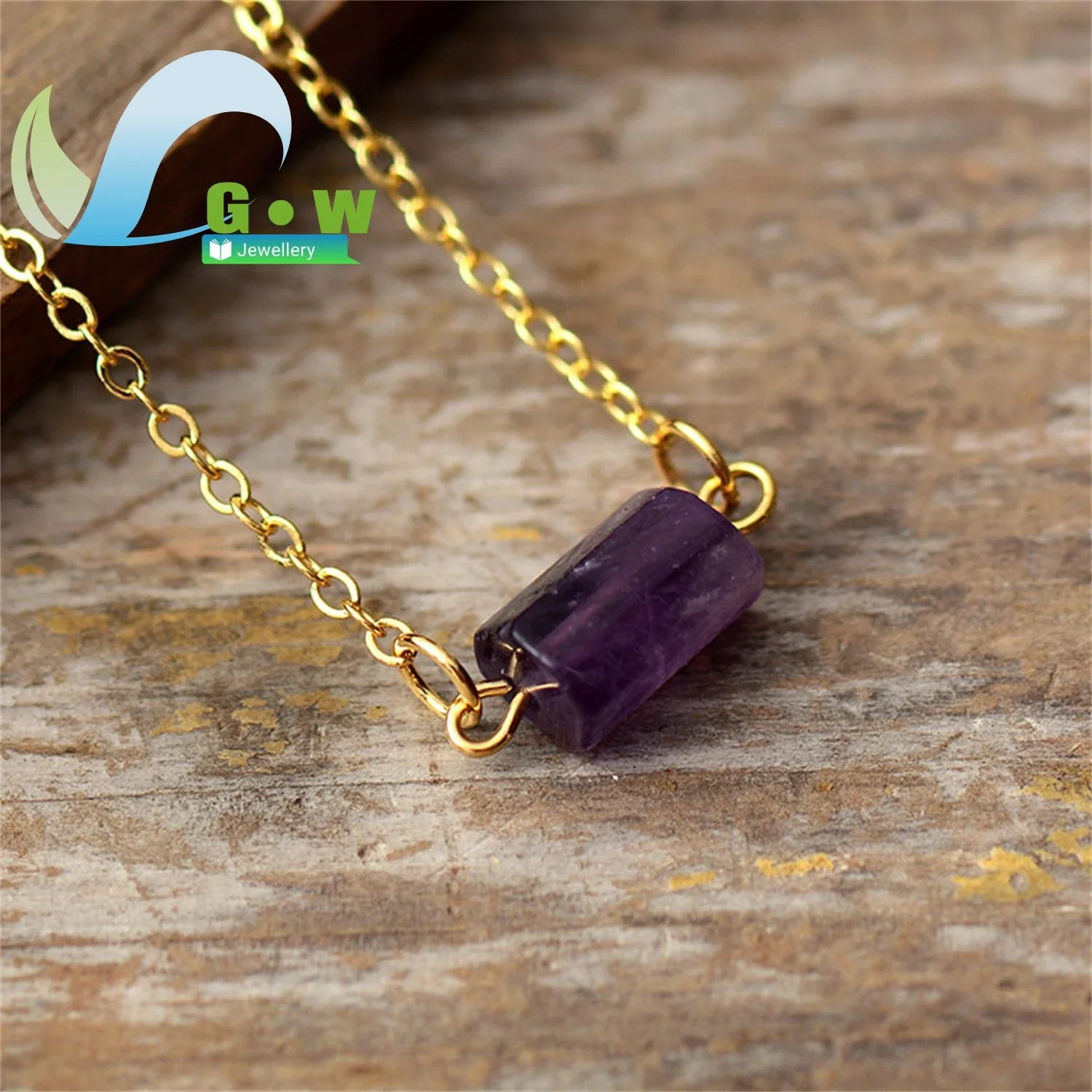Natural Stone Hexagonal Column Pendant Necklace French Minimalist Style Elegant Chic Light Jewelry For Women Daily Casual Wear