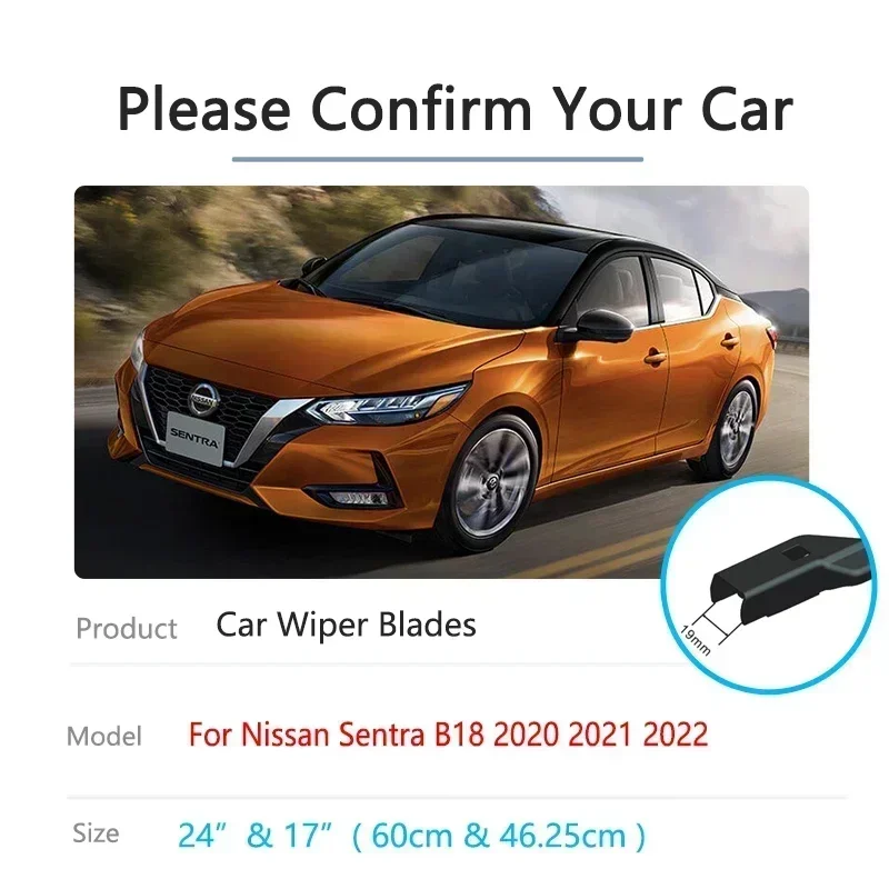 For Nissan Sentra B18 Sylphy Pulsar 8th 2020 2021 2022 Front Wiper Blades Car Accessories Windshield Windscreen 24 17 LHD RHD