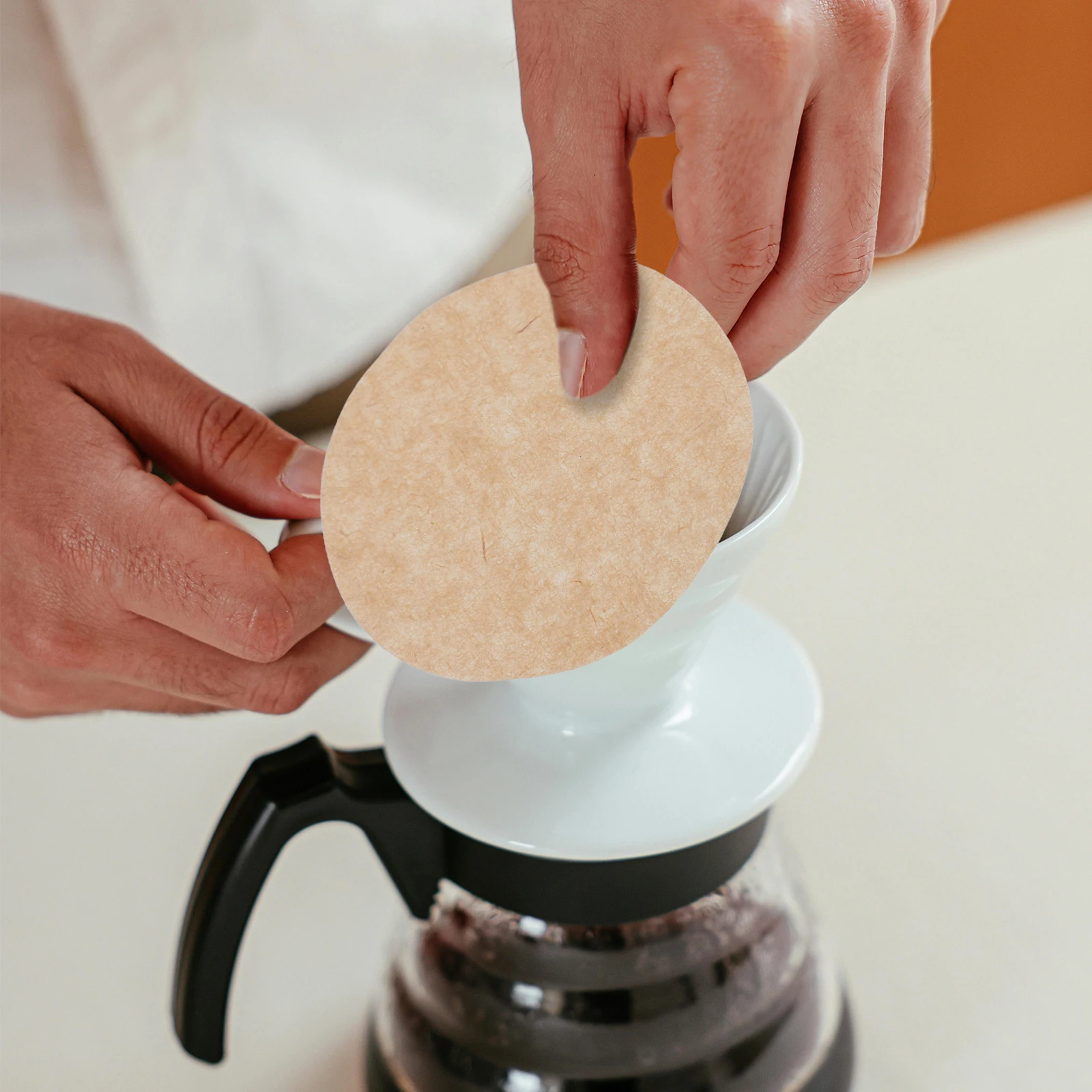 

200 Pcs Round Coffee Filter Paper Unbleached High Permeability for Coffee Machine Espresso Filters Wood Fiber Pads