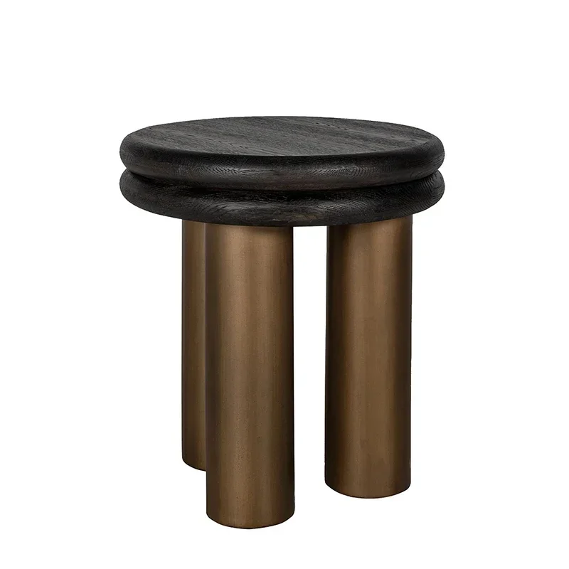 Italian minimalist small apartment household coffee table solid wood charcoal black edge table