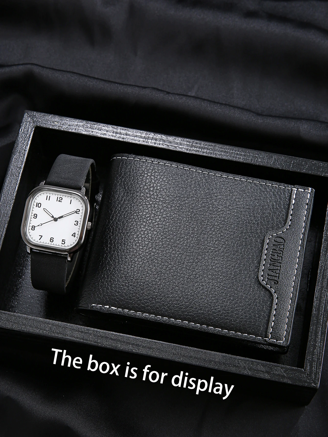 

2-х предметные простые стильные высококачественные вечерние мужские красивые лесные модные трендовые квадратные часы, набор кошельков для часов