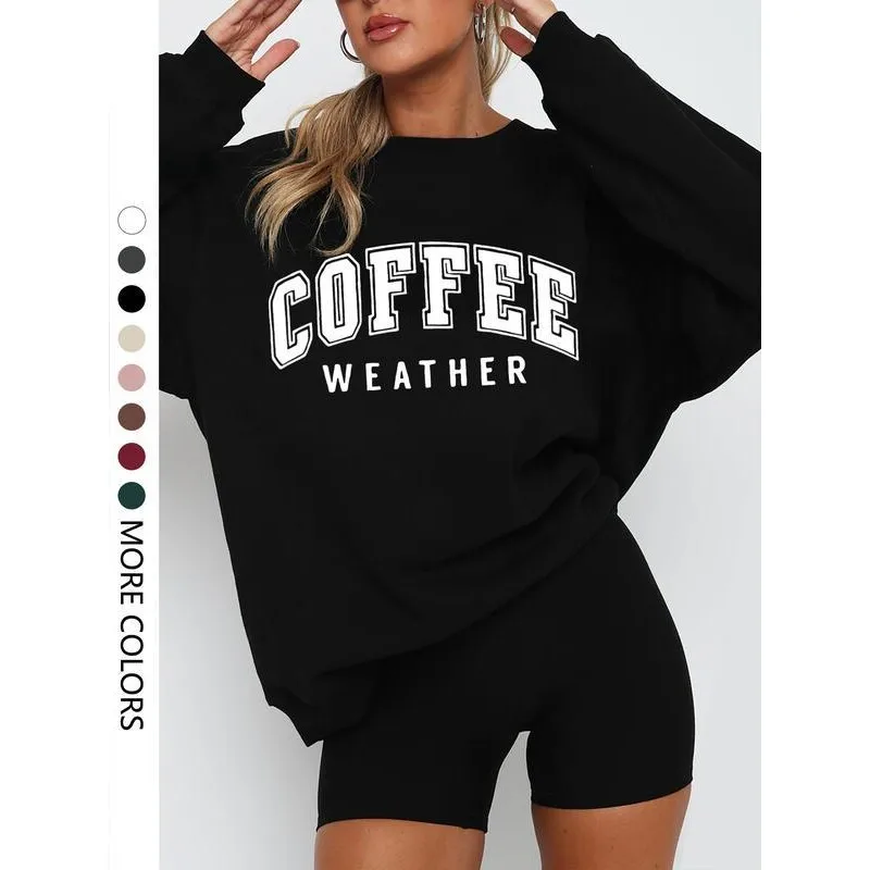

Coffee Weather Print Hoodie Ladies T-shirt Cross-Border Floral Design Princess Sleeve Other Material 100% Spring 2026