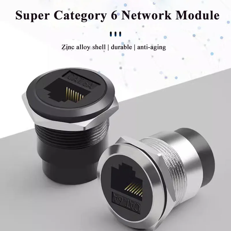 CAT6A RJ45 Network Direct Module C-type Data Signal Interface CAT6 Six Category Metal Round rj45 Two Ends Direct Panel Socket