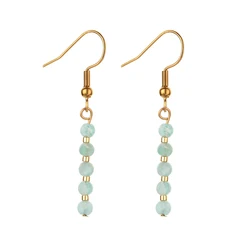 ZMZY Simple Stainless Steel Style Design Natural Stone Beaded Pendant Earrings for Women Girls New Fashion Jewelry Accessories