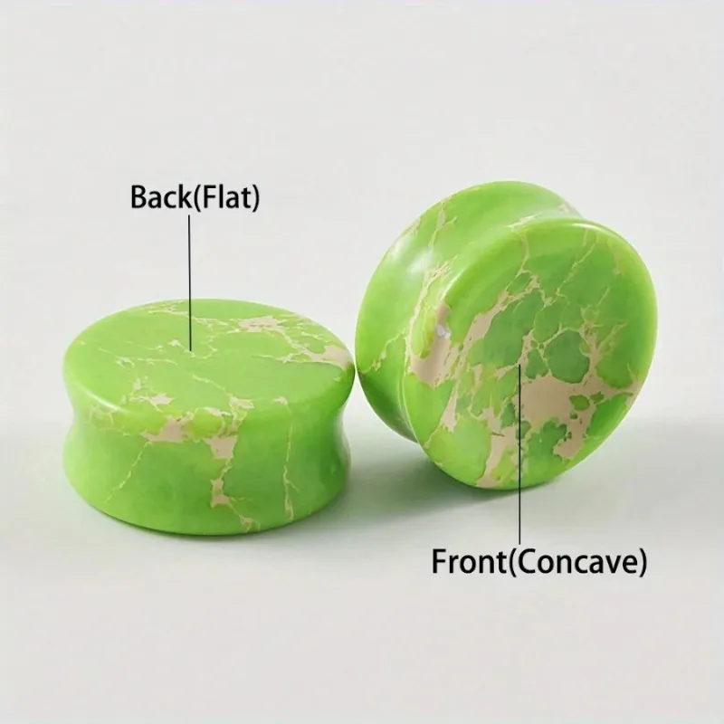 2pc Greenstone Waist Drum Earring Integrated Concave Flat Solid Ear Expansion 6-25mm Puncture Ear Expansion Jewelry