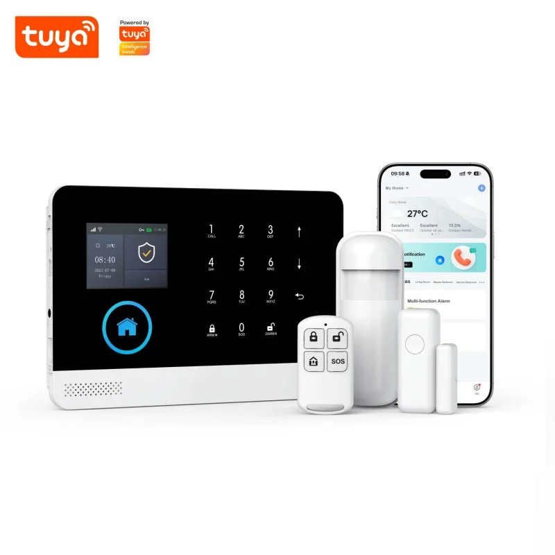 WiFi Wireless DIY Smart Phone Tuya App Alert GSM Smart Home Security Alarm System With Multi Sensors For House Apartment