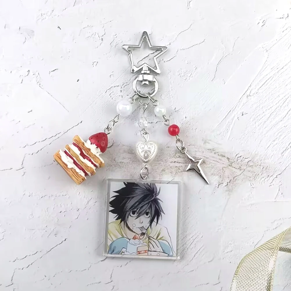 Mode handgemachte Anime Death Note L Lawliet Kuchen Schlüsselanhänger Tasche Charms ästhetische Accessoires Geschenke – Detail 2
