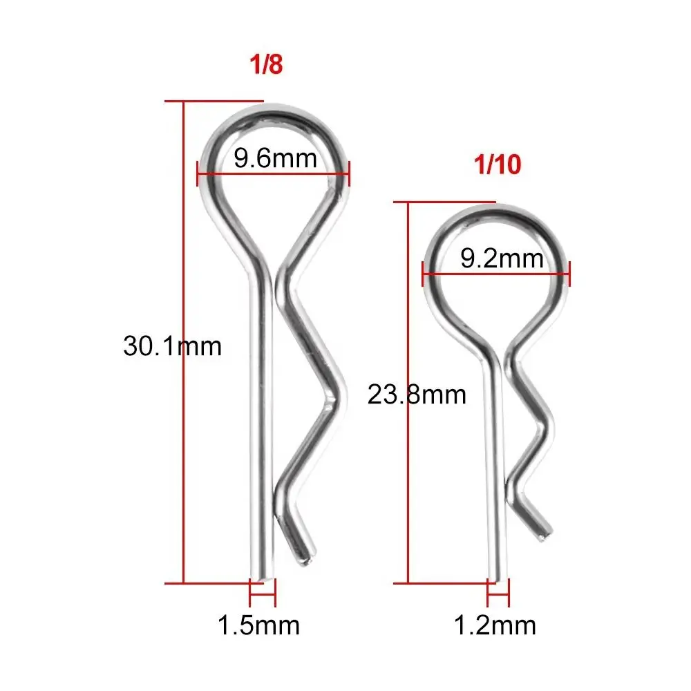 New 1/8 1/10 RC Body Clips Metal R Type R-Clips Wave Shape Car Truck Clip RC Cars Parts