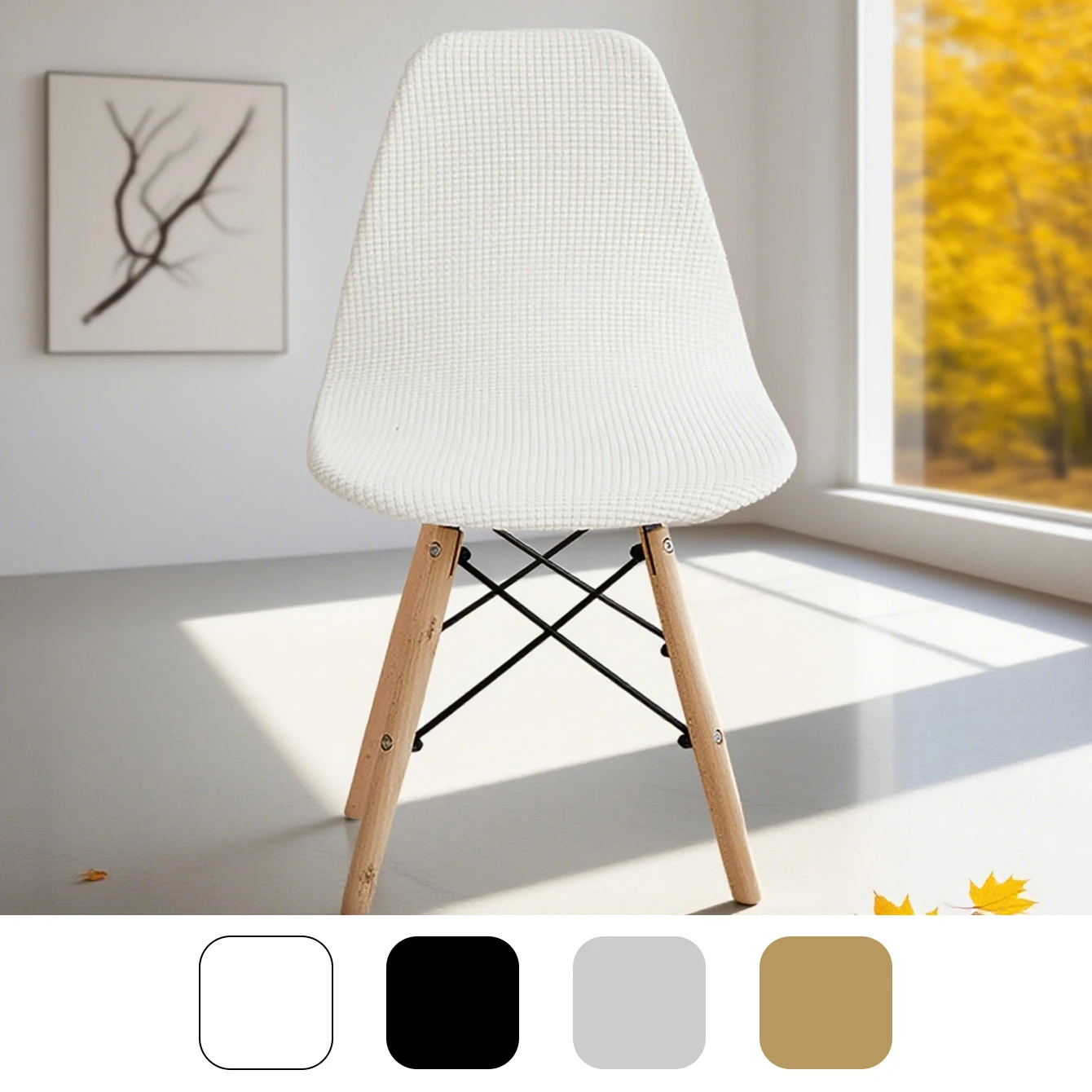 

Solid Color Shell Chair Cover Stretch Cheap Short Back Chair Covers Printed Dining Seat Covers For Home Bar Hotel Party Banquet
