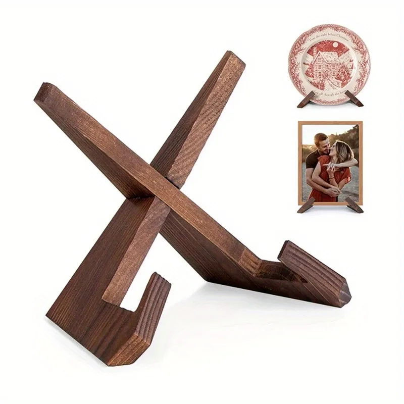 1Pc Wooden Record Rack, Kitchen Menu Recipe Stand, Lazy Tablet and Phone Stand, Solid Wood Vinyl Record Display Rack