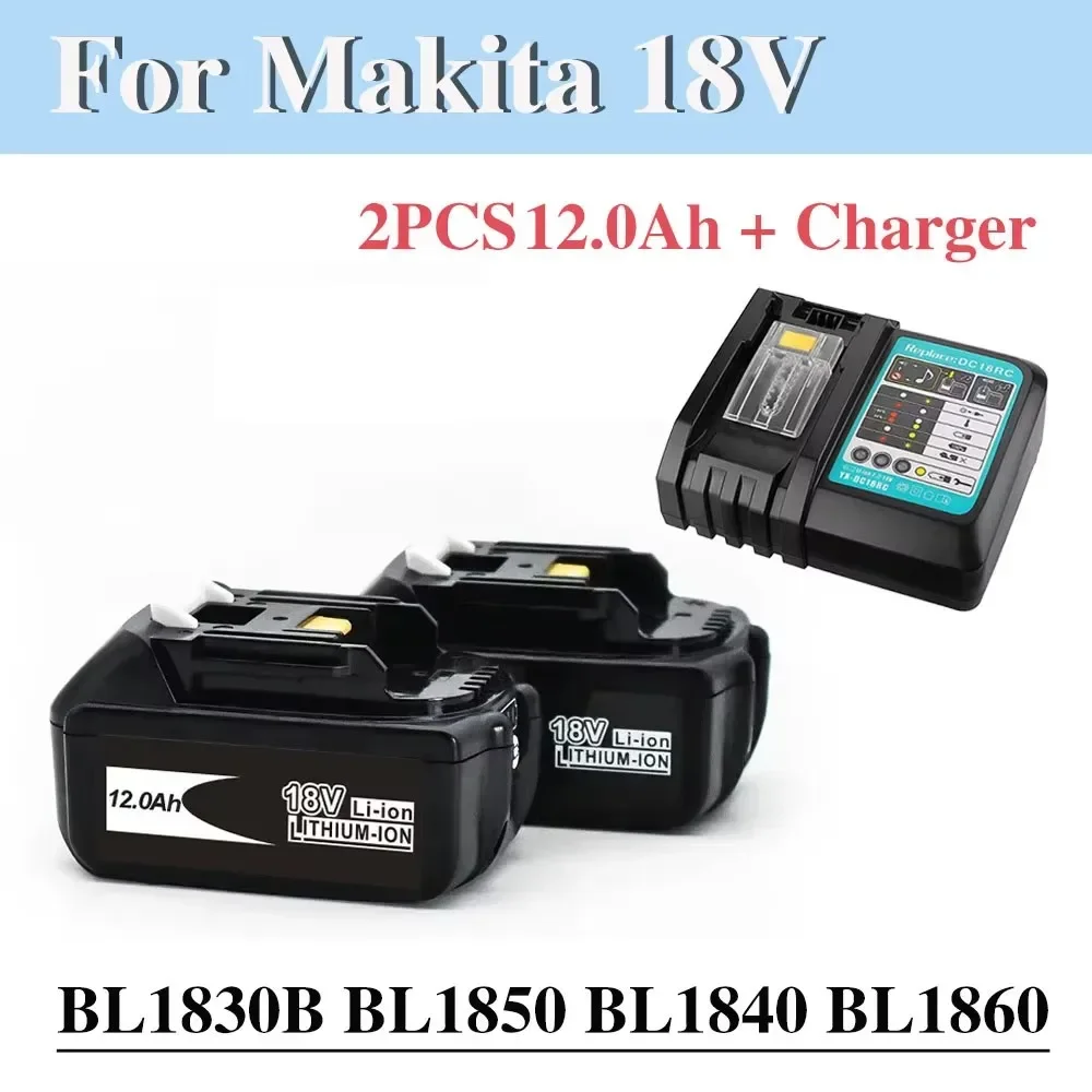 Batterie Rechargeable Lithium-Ion Makita 2025-Original 18V 12.0Ah pour Batteries Makita BL1860, BL1850, Durable et Durable