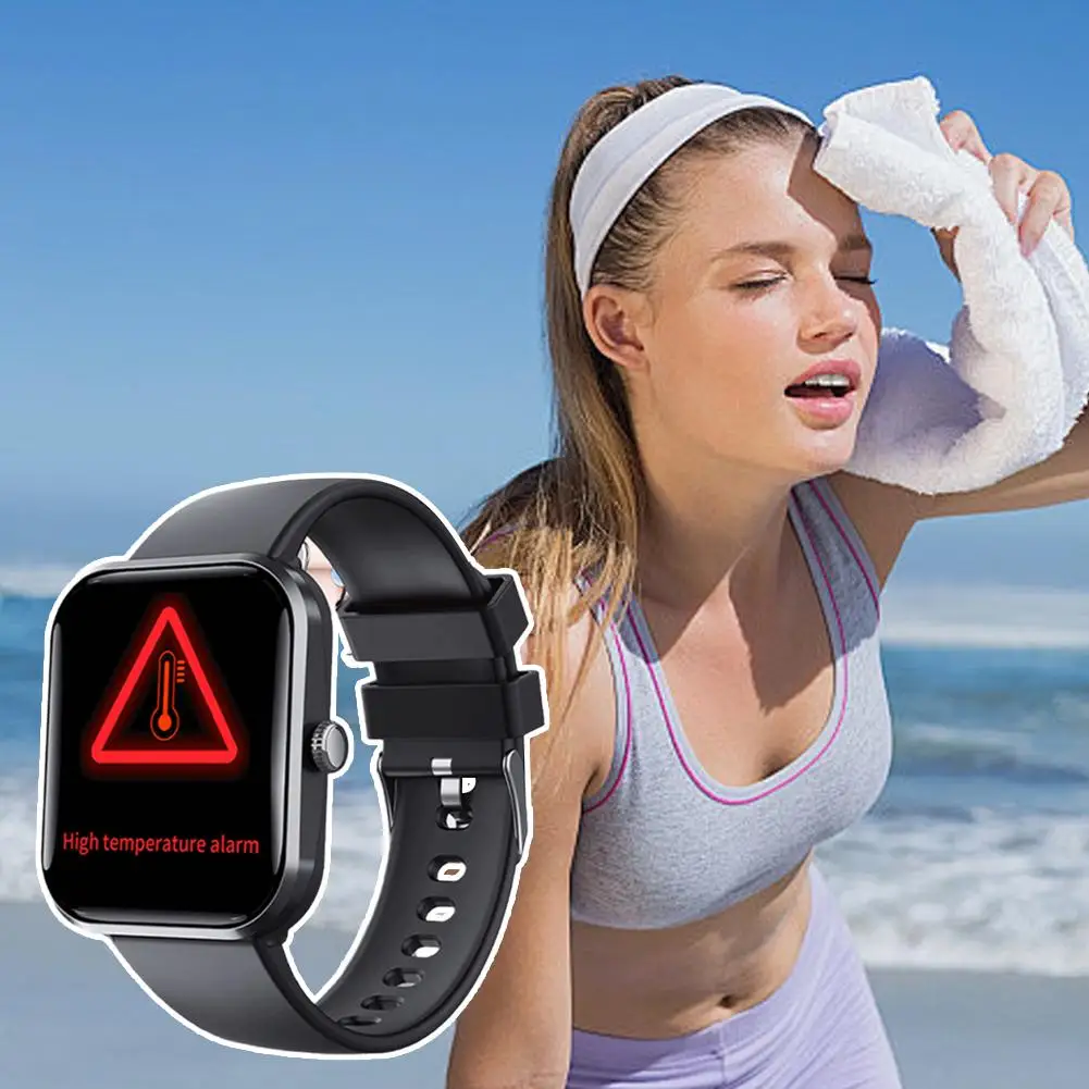 ساعات ذكية للنساء/الرجال، ساعة ذكية لهواتف أندرويد ومتوافقة، ساعات اللياقة البدنية مقاس 1.9 بوصة، مراقب معدل ضربات القلب/النوم T0E2