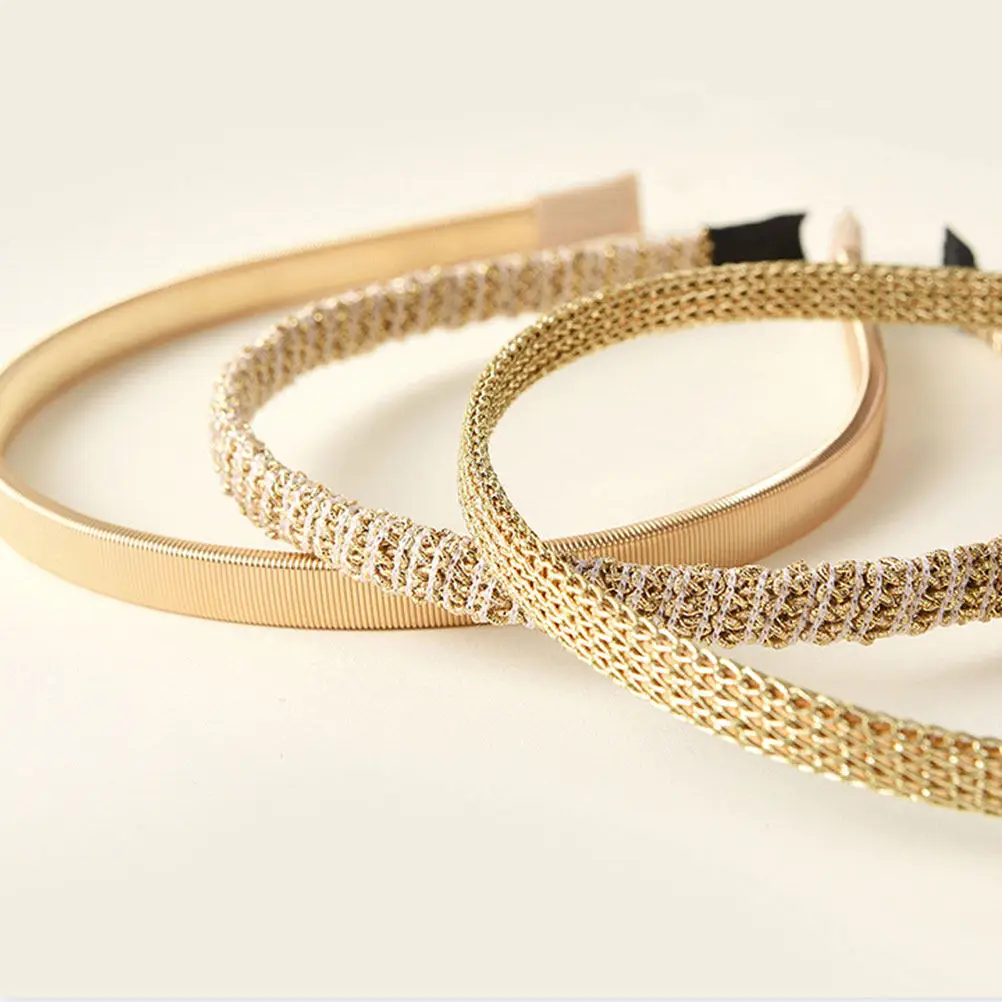 

3Pcs Metal Wired Spring Headbands Thin Hairbands Hair Accessories Elegant Party Headdress for Women Thin Headbands for Women