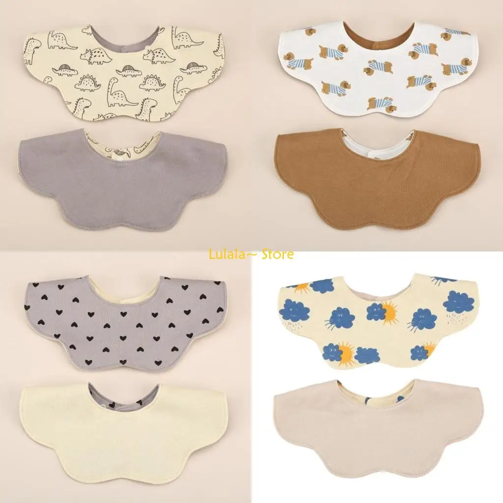 

Y4QA Reversible Newborns Bib Cotton Saliva Towel Lovely Petal Design Double Side
