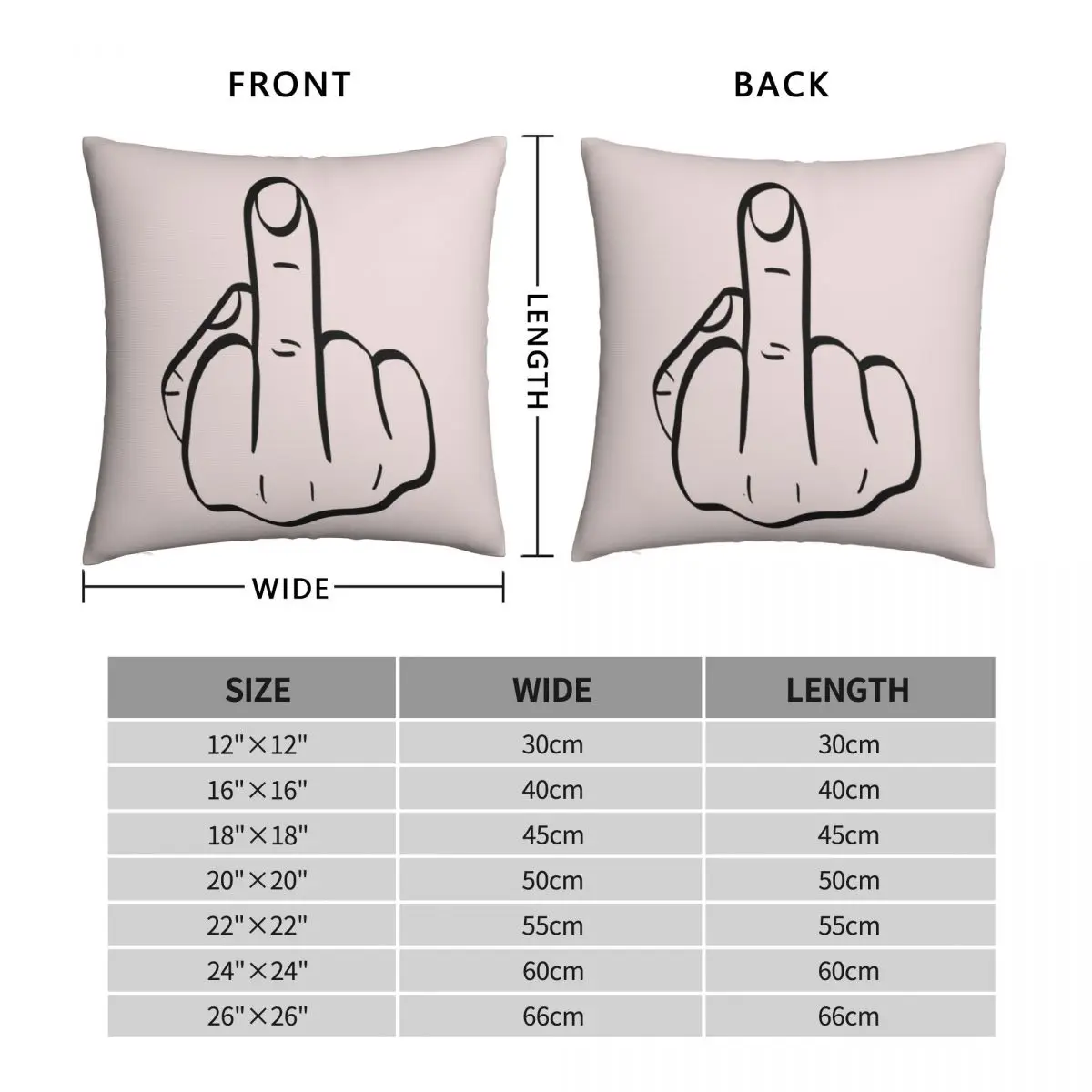 Middle Finger Square Pillowcase Polyester Linen Velvet Creative Zip Decor Pillow Case Home Cushion Cover