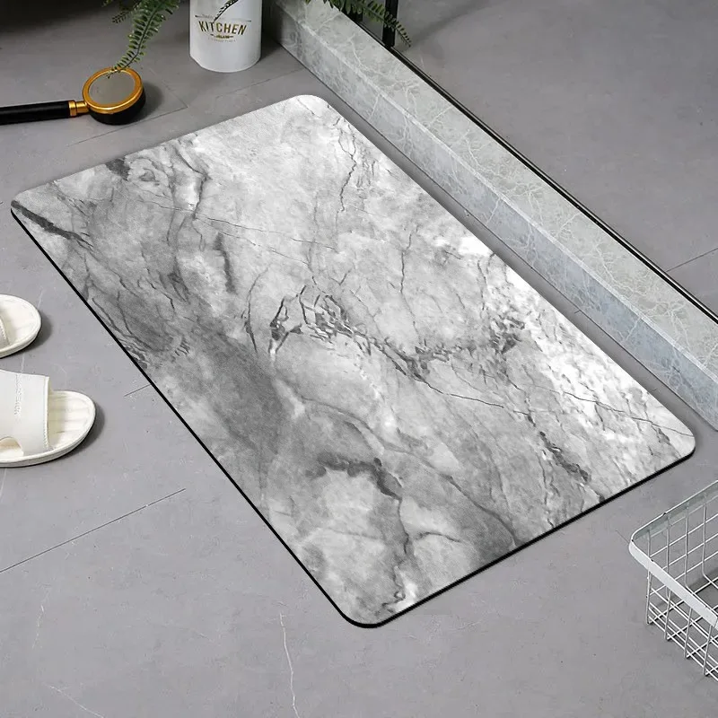 Marble pattern diatomite bathroom mat – Quick-drying non-slip material Ideal for home use in the bathroom as a decorative item