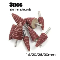 3PCS 16/20/25/30mm Cone 80Grit Grinding Head Sandpaper Flap Dremel Accessorie Rotary Tool With 6mm Shank