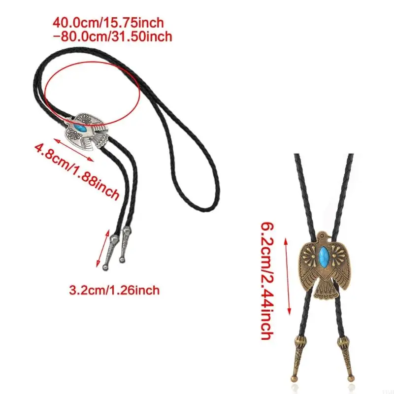 Retro Turquoise Bird Charm Long Bolo Chain Unisex Fashion Jewelry Gift Bolo Tie