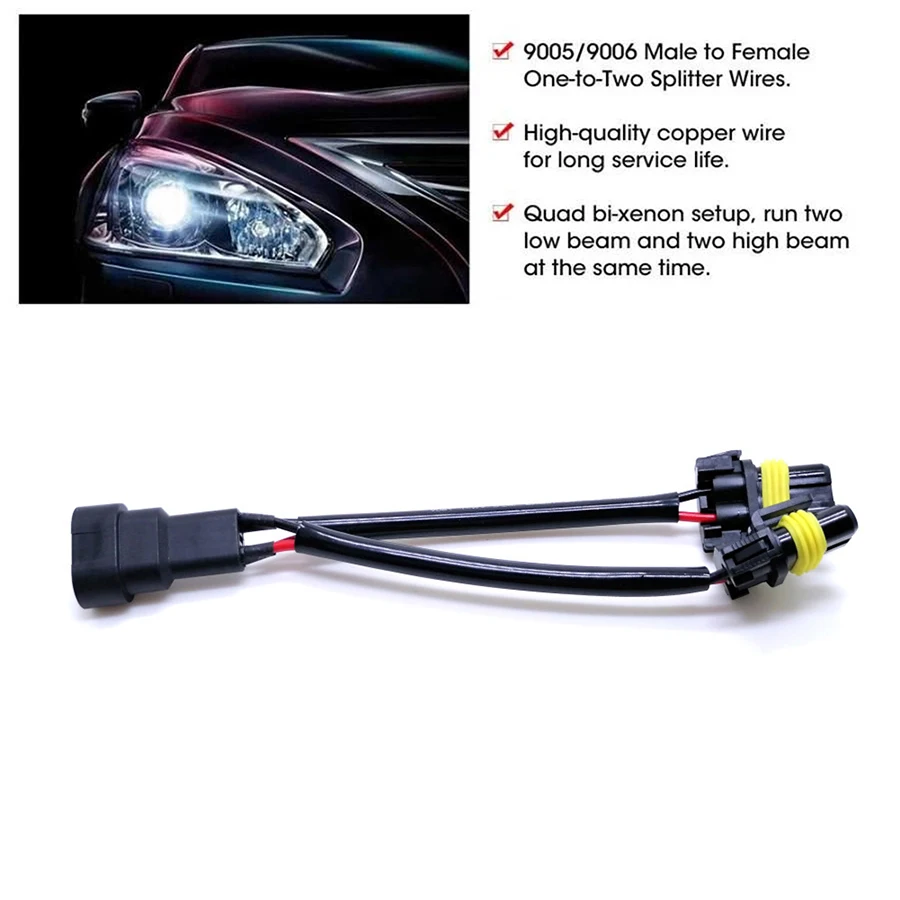 1x H11 9005 HB3 9006 HB4 Male Female Conversion Connector Wiring Harness Headlight Fog Light Plug Cable Socket Adapter Wire Hold