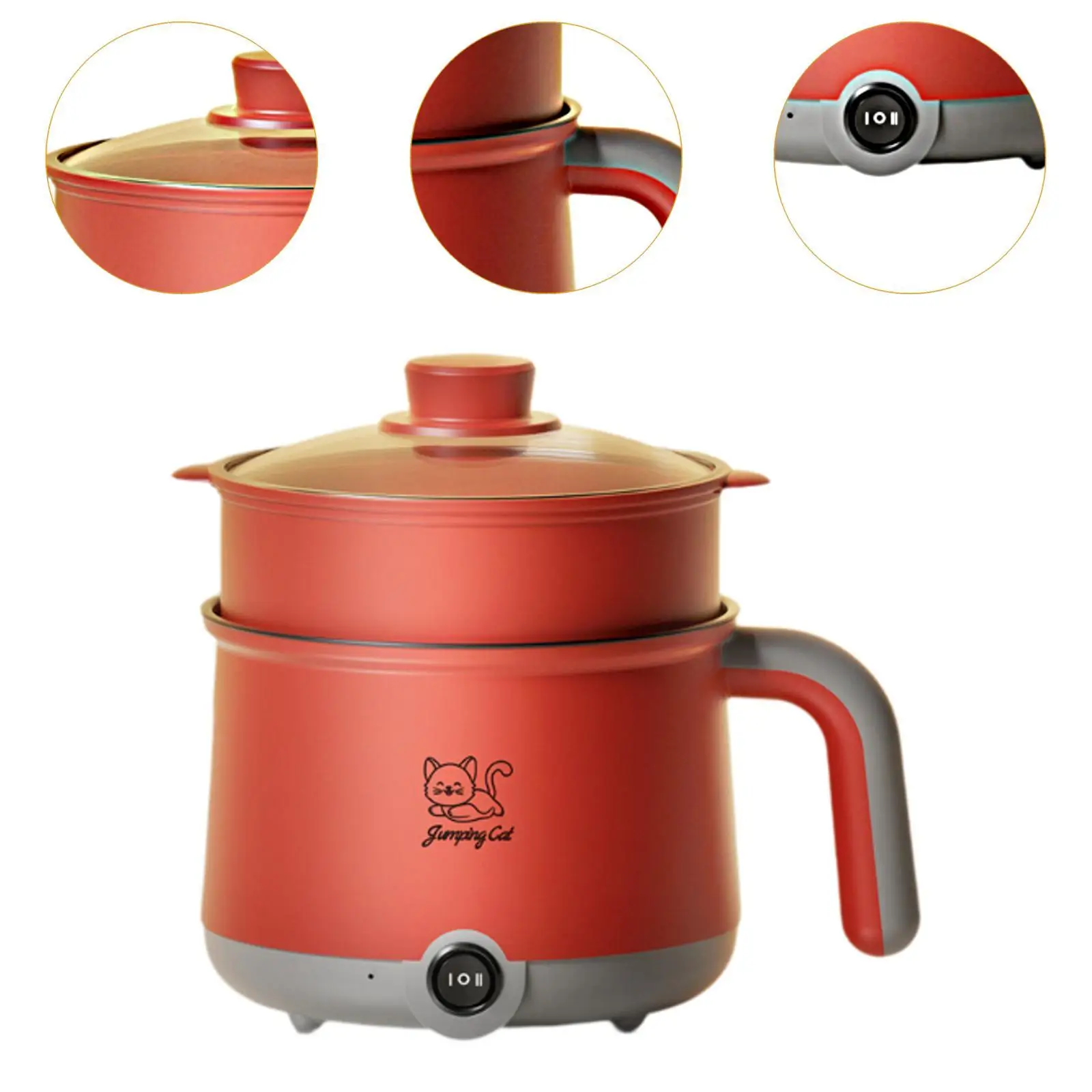 Hot Pot Electric with Steamer Cooking Pot Multipurpose Mini Hot Pot Portable Electric Pot for Noodles Eggs Soup Oatmeal Dumpling