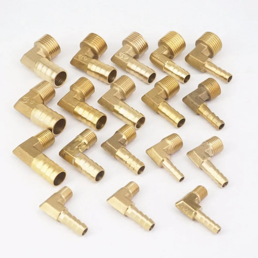 LOT 2 Hose Barb I/D 6mm 8mm 10mm 12mm 14mm 16mm x 1/8" 1/4" 3/8" 1/2" BSP Male ELbow Brass Coupler Connector Fittings Connectors