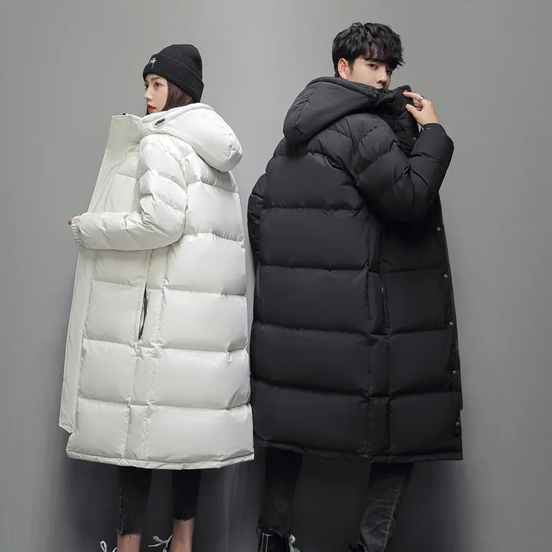 Bolubao 2025 Men Down Jacket Couple Coat Fashion Long Hooded Quality Korean Style Casual Women Winter Duck Down Jacket